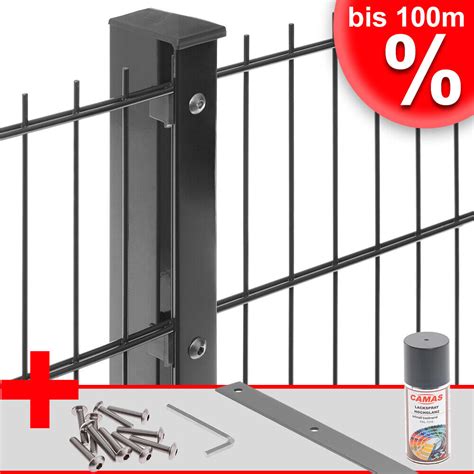 Doppelstabmattenzaun Inkl Eckpfosten Doppel Stab