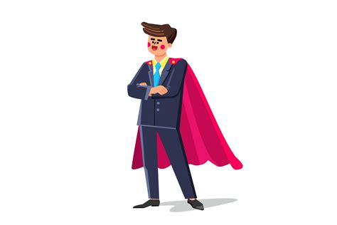 Brave Male Wearing Super Hero Cloak Clothes Vector 1791927 Icons