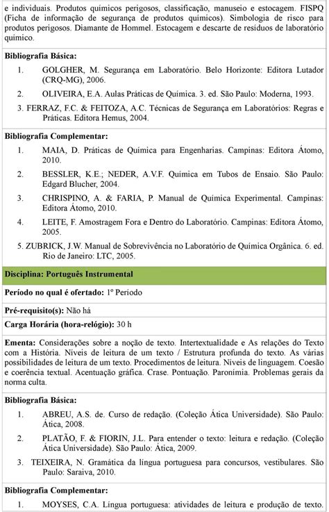 Ementas e referências bibliográficas das disciplinas obrigatórias e