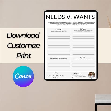 Home Buyer Intake Form Home Needs Vs Wants Real Estate Marketing Canva