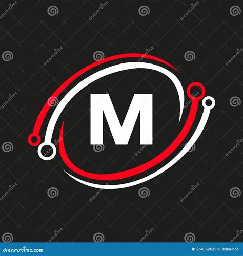 Letter M Technology Logo Combine With Technology Cable Vector Template