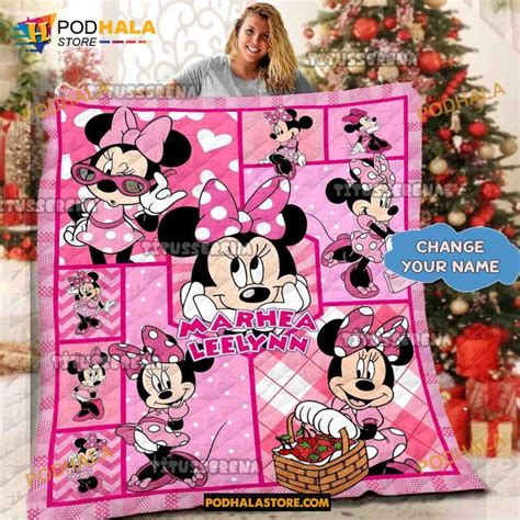 Custom Name Minnie Mouse Quilt Minnie Mouse Fleece Blanket Christmas