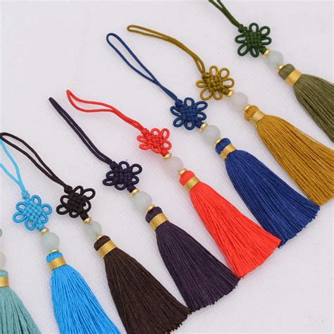 10pcslot Diy Chinese Knot Colorful Silk Tassel Curtain Tassel Fringe Rayon Thread Long Beads