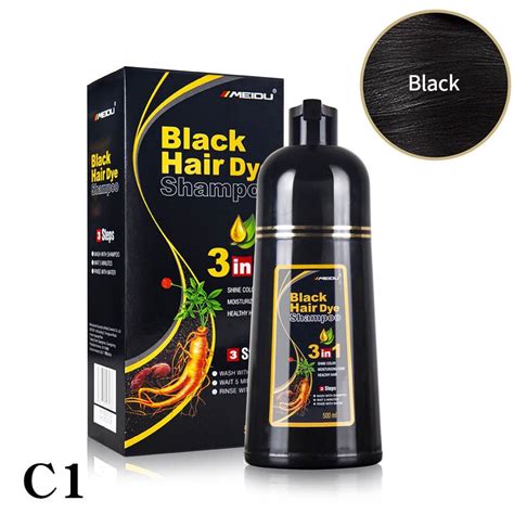 Meidu 3 In 1 Natural Hair Dye Shampoo Mild Covers Gray Wash Care For Men And Women 500ml Black