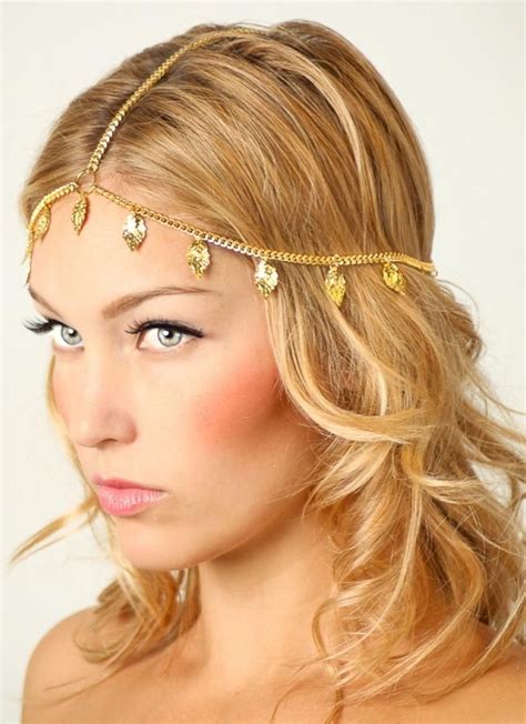 Bohemian Gold Leaf Hair Head Chain Boho Headpiece Headband Hippie