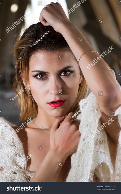 Naked Girl Covers Her Breast Handkerchief Stock Photo 635661872 Shutterstock