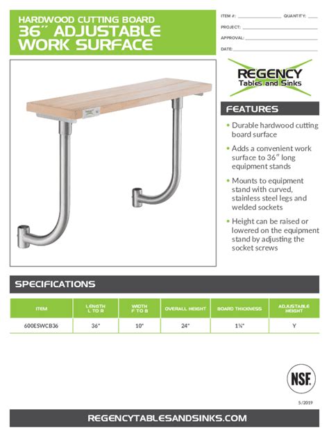 Fillable Online Adjustable Work Surface Webstaurant Store Fax