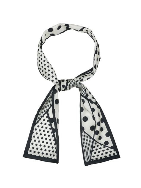 Unique Bargains Skinny Scarves 50s Polka Dot Neck Wraps For Women