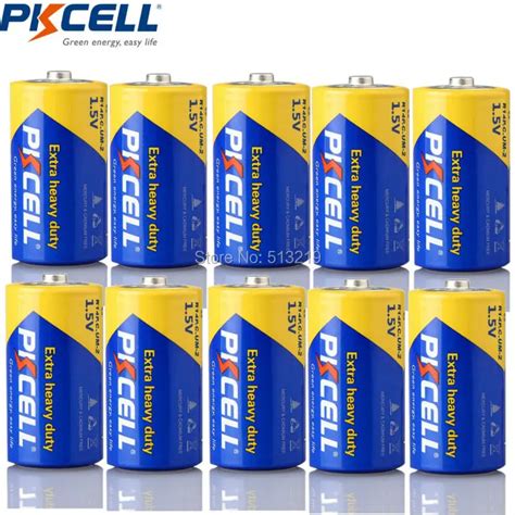 10PCS PKCELL C Size Battery R14P UM2 Batteria 1 5V Super Heavy Duty Dry