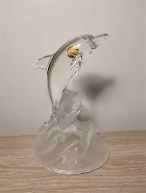 LOT DE 2 Sculptures Dauphin En Cristal D Arques Vintage Décoration