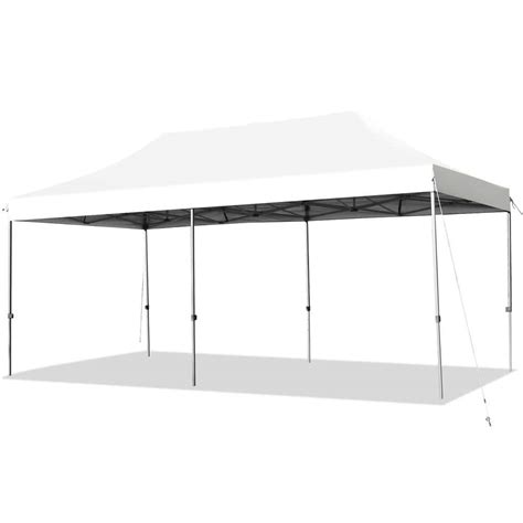 Gymax 10 Ft X 20 Ft White Pop Up Canopy Tent Folding Heavy Duty Sun