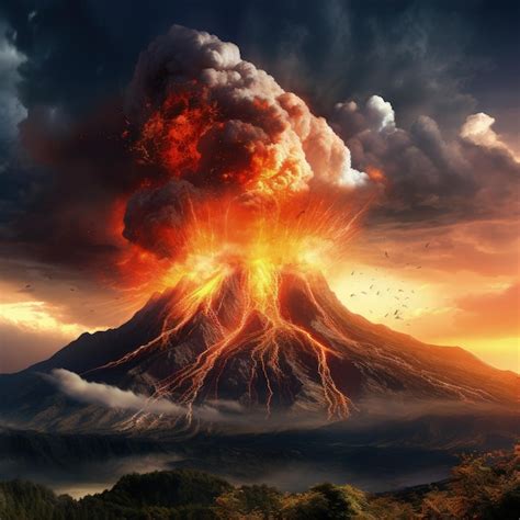 Premium Ai Image A Volcano Erupting Nature Disaster Generative Ai