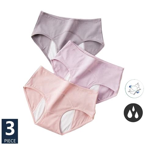 3pcs Leak Proof Menstrual Panties Widen Physiological Pants Women