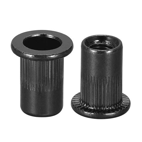 Black M Rivet Nuts Carbon Steel Zinc Plated Knurled Flat Head Threaded