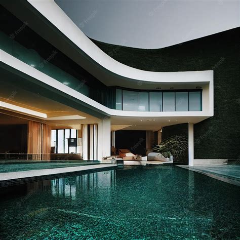 Premium Photo | Modern luxury house with swimming pool