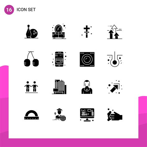 16 Thematic Vector Solid Glyphs and Editable Symbols of fruit limits