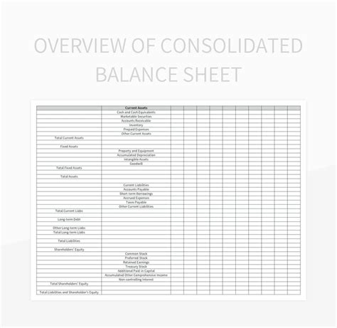 Overview Of Consolidated Balance Sheet Excel Template And Google Sheets ...