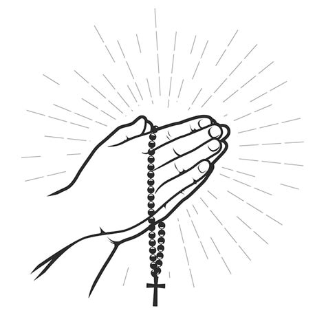 Praying Hands With Rosary Vector