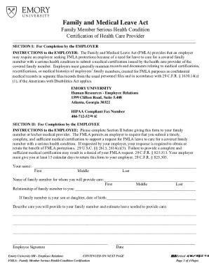 Fillable Online Certification Of Health Care Provider For Employees Own