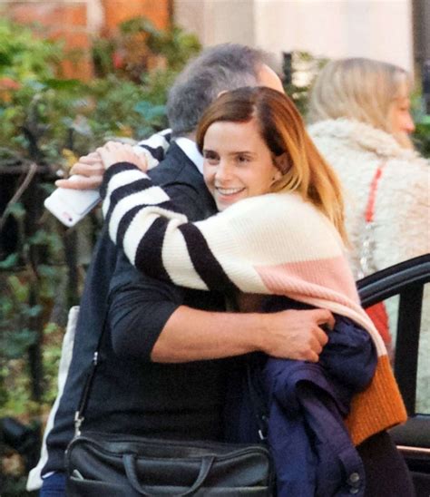 Emma Watson Shares A Sweet Hug Goodbye With Her Dad Chris In London