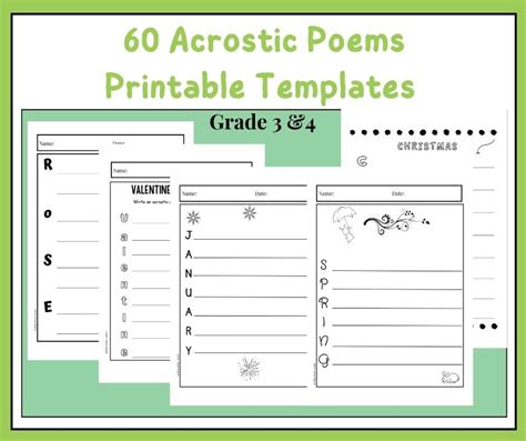 Acrostic Poems Template Printable Acrostic Poem Templates Acrostic