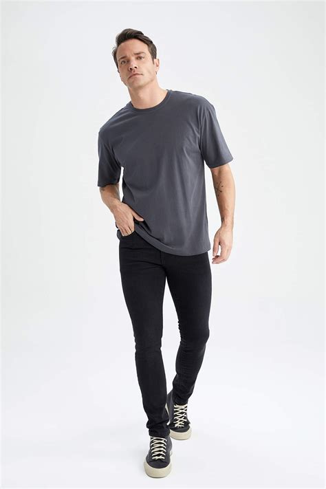 Anthracite MAN Oversize Fit Crew Neck T Shirt 2729015 DeFacto