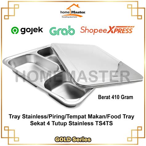 Jual Go Tray Stainless Piring Tempat Makan Food Tray Sekat Tutup