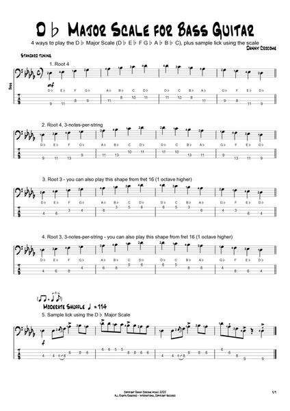 Db Major Scale For Bass Guitar 4 Ways To Play Guitar Tablature