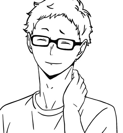 Tsukishima Coloring Page Anime Sketch