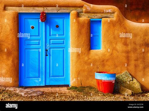 A Typical Adobe Doorway In The Southwest Stock Photo Alamy