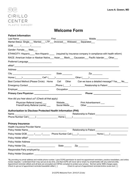 Fillable Online D Ccps Welcome Form Fax Email Print Pdffiller