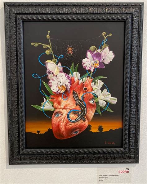 A Painting With Flowers In The Shape Of A Heart And A Spider On It S Back