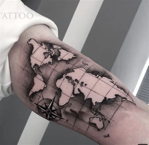 Map Tattoo On Arm Nautical And Geometric Sleeve Design