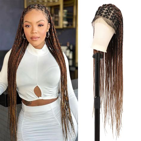 Kalyss Criss Cross Knotless Box Braided Wigs With Baby Hair Cornrow