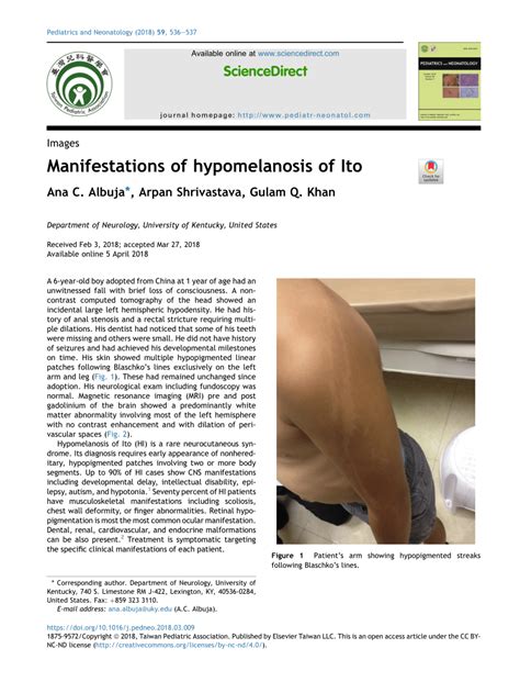 Pdf Manifestations Of Hypomelanosis Of Ito