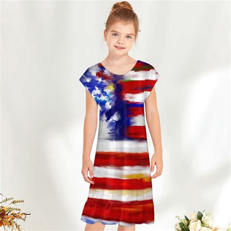 Lsljs Toddler Kids Baby Girl Dress 5 15years Independence Day Dress