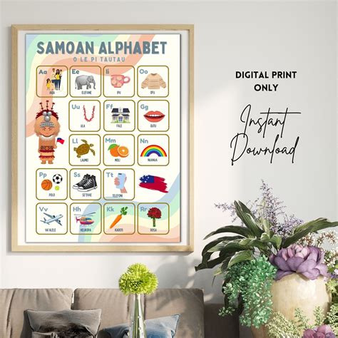 Samoan Alphabet Wall Poster Digital File Only Etsy