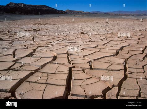 Cracked Soil Drought Atacama Desert Chile South America Stock Photo