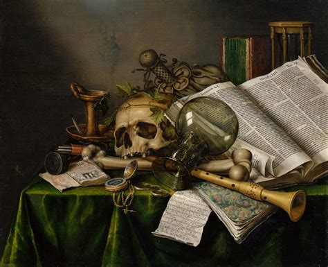 Vanitas Still Life With Books And Manuscripts And A Skull Evert