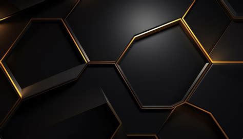 Fundo Hexagonal Preto E Dourado Abstrato Foto Premium