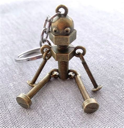 Nuts and Bolts Robot Friend Keychain Etsy Ý tưởng tự làm Tượng