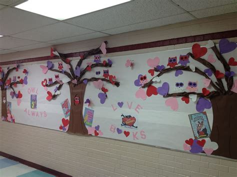 A Valentine S Day Bulletin Board Idea For Library Owl Always Love Reading Valentine Bulletin