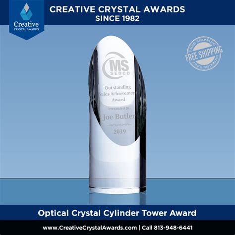 Crystal Cylinder Tower Award Optical Crystal Cylinder Awards Trophy