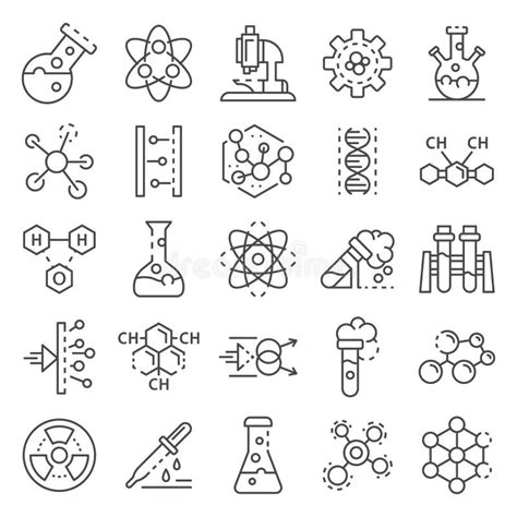 Chemistry Lab Icon Set Outline Style Stock Vector Illustration Of