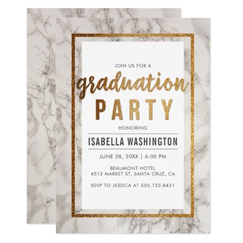 Gold Glitters Greenery Floral Graduation Party Invitation