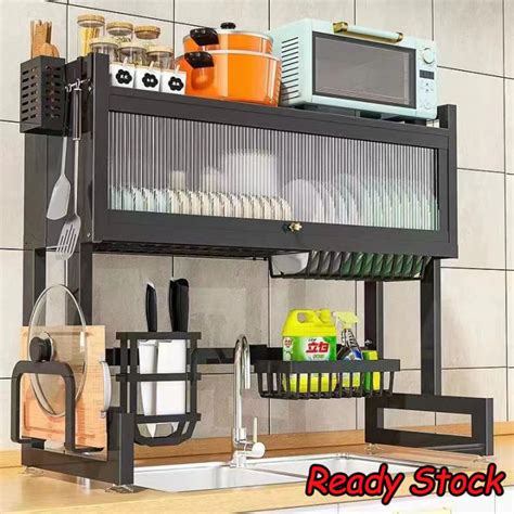 Stainless Steel Kitchen Dish Shelf Rack With Cabinet Organizer Set Sink