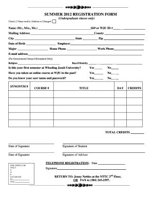 Fillable Online Wju Undergraduate Classes Wju Fax Email Print