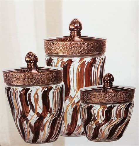 Piece Bronze Glass Storage Jar Set Wave Design Shop Today Get It