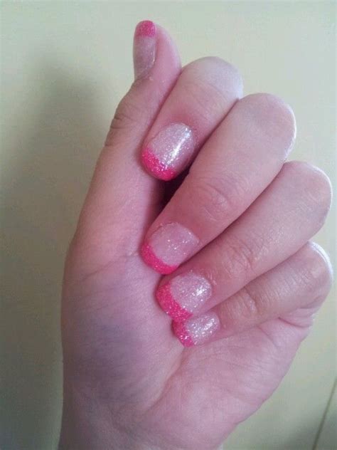 Hot Pink And Glitter Nails Nails Mani Pedi Glitter Nails