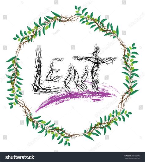 Symbols Season Lent Thorns Olive Branches Stock Vector (Royalty Free) 350103140